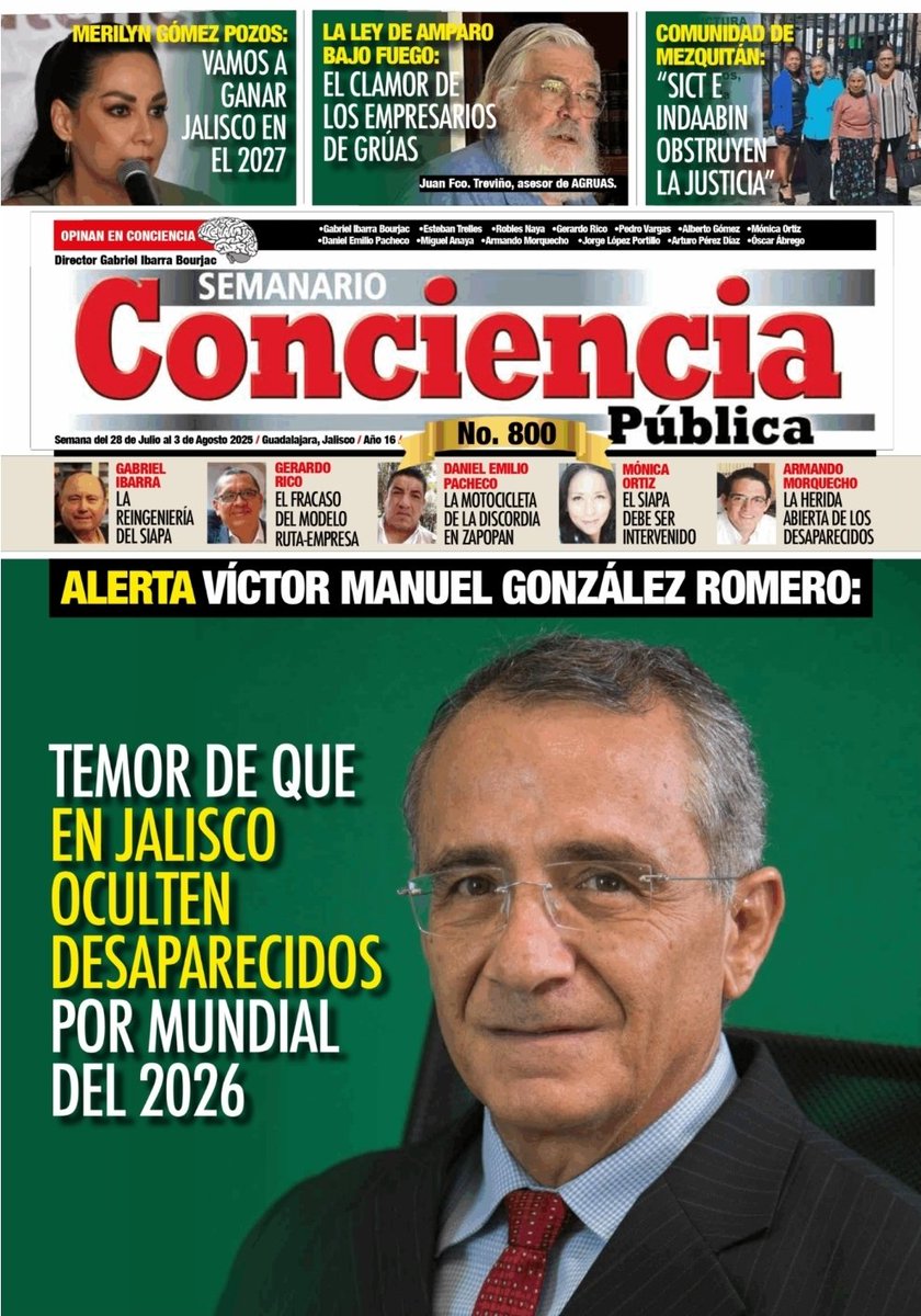 Gabriel Ibarra (@bourjack) on Twitter photo El Dr. Victor Manuel González Romero alerta sobre temor fundado de q por el Mundial de Fútbol 2026 se oculten en #Jalisco cifras sobre desaparecidos.
Link: concienciapublica.com.mx/jalisco/edicio…
<a href="/NadiaMadrigal/">Nadia Madrigal</a> <a href="/FerminMarinA/">Fermín Marín 🔴⚫️</a> <a href="/giarmi/">Gina Argüello</a> <a href="/EmilianoRamosV/">Emiliano Ramos</a> <a href="/CarmenRN10/">Carmen RN</a> <a href="/AlbertoTejedaRT/">Alberto Tejeda</a> <a href="/FlavioMendozaMx/">Flavio Mendoza</a> El Dr. Victor Manuel González Romero alerta sobre temor fundado de q por el Mundial de Fútbol 2026 se oculten en #Jalisco cifras sobre desaparecidos.
Link: concienciapublica.com.mx/jalisco/edicio…
<a href="/NadiaMadrigal/">Nadia Madrigal</a> <a href="/FerminMarinA/">Fermín Marín 🔴⚫️</a> <a href="/giarmi/">Gina Argüello</a> <a href="/EmilianoRamosV/">Emiliano Ramos</a> <a href="/CarmenRN10/">Carmen RN</a> <a href="/AlbertoTejedaRT/">Alberto Tejeda</a> <a href="/FlavioMendozaMx/">Flavio Mendoza</a>