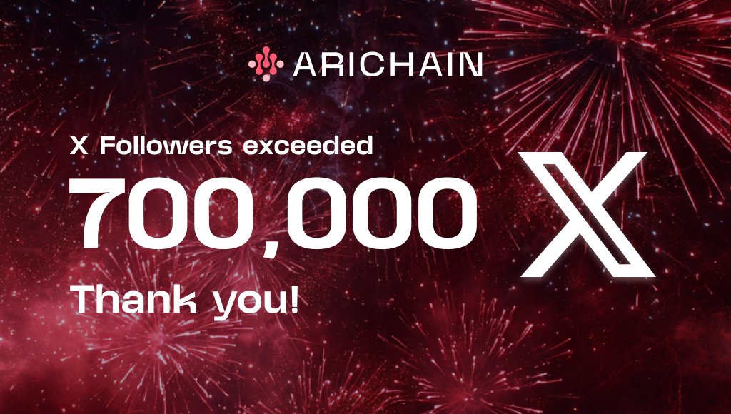 Arichain has reached 700,000 followers on Twitter.

We sincerely thank our community for joining us on our mission with Multi-VM and Arichain.

Thanks Community 🔥
