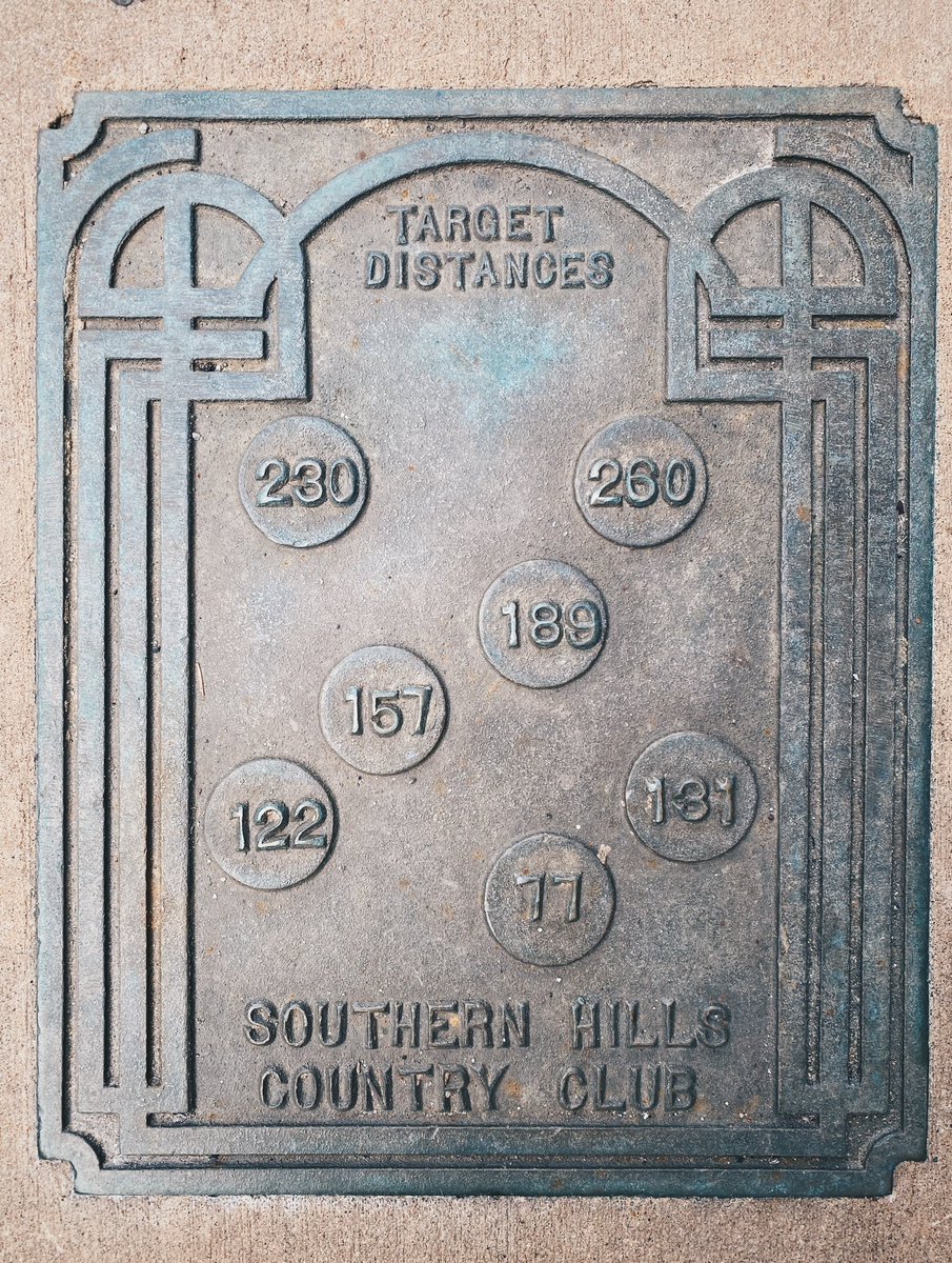 RDGC_OK's tweet image. Streamline moderne art deco on full display with this vintage Southern Hills distance marker, which has been relocated to another spot in Tulsa. Have you found it?