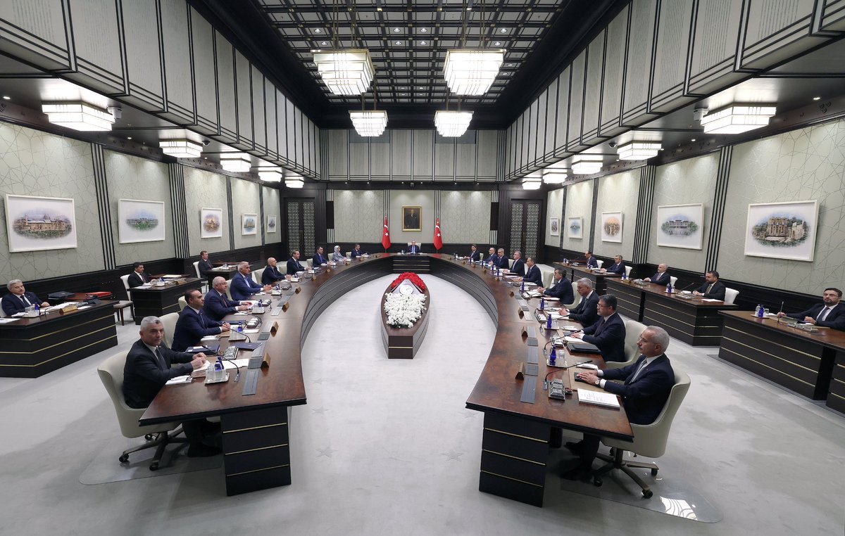 Presidency of the Republic of Türkiye (@trpresidency) on Twitter photo The Presidential Cabinet convened under the chairmanship of President <a href="/RTErdogan/">Recep Tayyip Erdoğan</a> at the Presidential Complex. The Presidential Cabinet convened under the chairmanship of President <a href="/RTErdogan/">Recep Tayyip Erdoğan</a> at the Presidential Complex.
