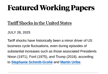 We are happy to share that our tariff paper is featured on the NBER's homepage today: