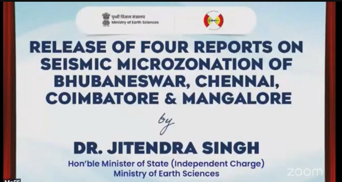 National Center for Seismology (@ncs_earthquake) on Twitter photo Seismic Microzonation Reports of four cities (Bhubaneswar, Chennai, Coimbatore and Mangalore) were released by HMoES on the occasion of foundation day of MoES
<a href="/DrJitendraSingh/">Dr Jitendra Singh</a>
<a href="/OfficeOfDrJS/">Office of Dr. Jitendra Singh</a>
<a href="/Ravi_MoES/">Ravi</a>
<a href="/Dr_Mishra1966/">Dr. O. P. Mishra</a>
<a href="/ndmaindia/">NDMA India | राष्ट्रीय आपदा प्रबंधन प्राधिकरण 🇮🇳</a> Seismic Microzonation Reports of four cities (Bhubaneswar, Chennai, Coimbatore and Mangalore) were released by HMoES on the occasion of foundation day of MoES
<a href="/DrJitendraSingh/">Dr Jitendra Singh</a>
<a href="/OfficeOfDrJS/">Office of Dr. Jitendra Singh</a>
<a href="/Ravi_MoES/">Ravi</a>
<a href="/Dr_Mishra1966/">Dr. O. P. Mishra</a>
<a href="/ndmaindia/">NDMA India | राष्ट्रीय आपदा प्रबंधन प्राधिकरण 🇮🇳</a>