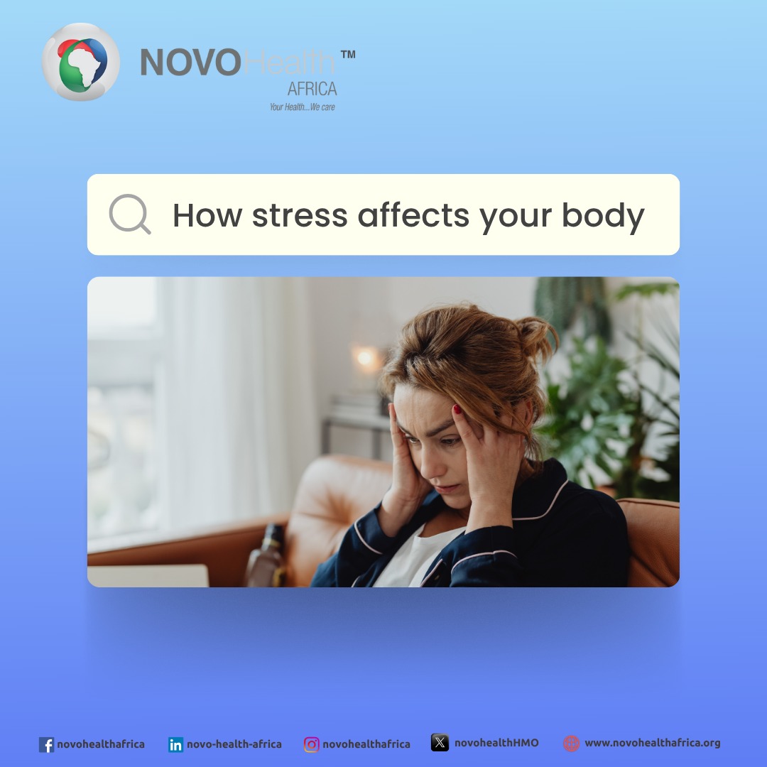 NovoHealthHMO's tweet image. Happy new week, let's talk about how stress affects your body.
Stress Isn’t Just in Your Head  It Affects Your Whole Body
When stress becomes constant, your body pays the price 
Heart: High blood pressure, risk of heart disease
#StressAwareness @fidelitybankplc