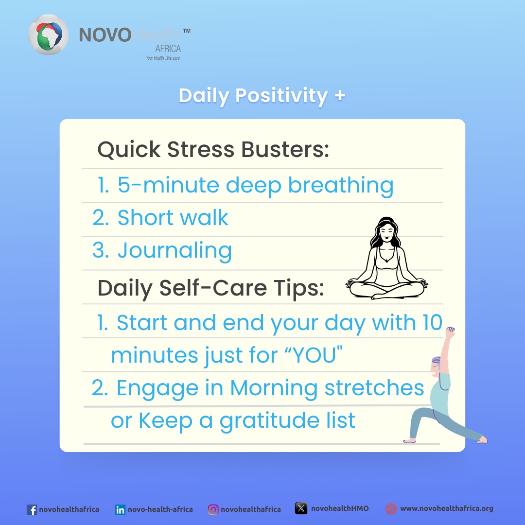 NovoHealthHMO's tweet image. Happy new week, let's talk about how stress affects your body.
Stress Isn’t Just in Your Head  It Affects Your Whole Body
When stress becomes constant, your body pays the price 
Heart: High blood pressure, risk of heart disease
#StressAwareness @fidelitybankplc