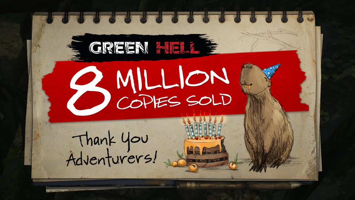 GreenHellGame's tweet image. GREEN HELL just sold more than 8 million copies on PC, PlayStation & Xbox!
The entire team at Creepy Jar would like to THANK YOU for joining us on this huge adventure!