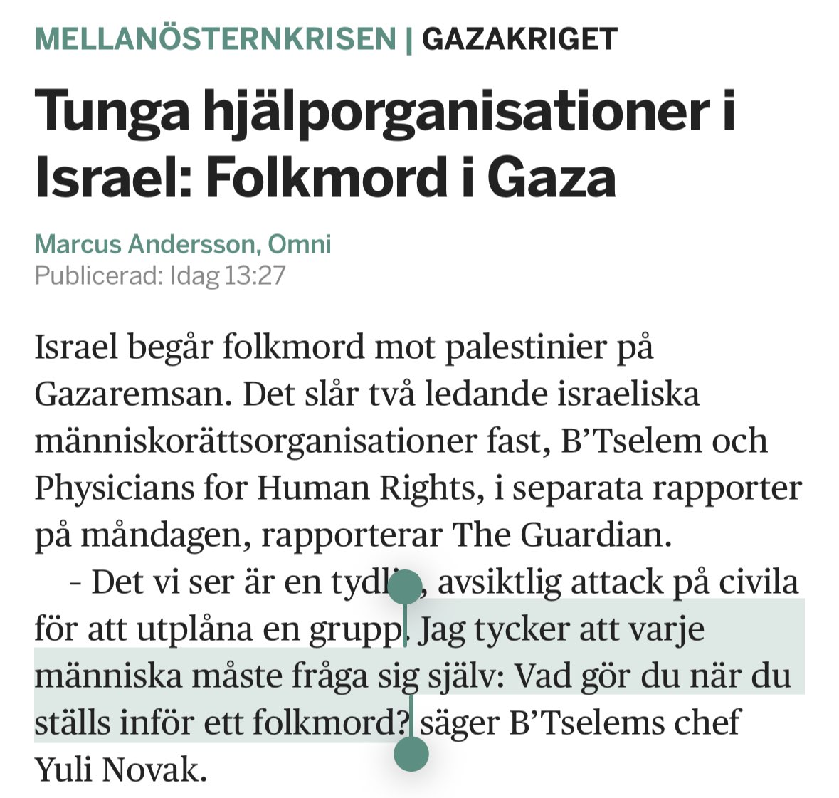 Sverige och Europa måste agera. Stoppa folkmordet.