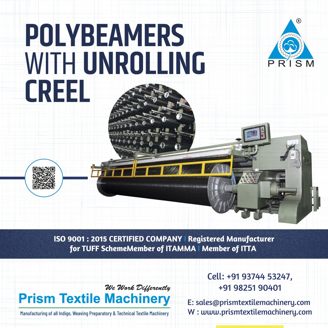 techtextoday's tweet image. Boost your weaving efficiency with Prism&apos;s advanced Polybeamers featuring Unrolling Creel – engineered for precision and durability in textile production.

@prismtextile 

#TextileMachinery #WeavingSolutions #Polybeamer #UnrollingCreel #TechnicalTextiles  #PrismTextileMachinery