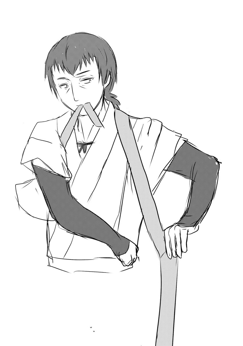 tsukise385's tweet image. リプで襷掛けいいよね！て話になったので落書き