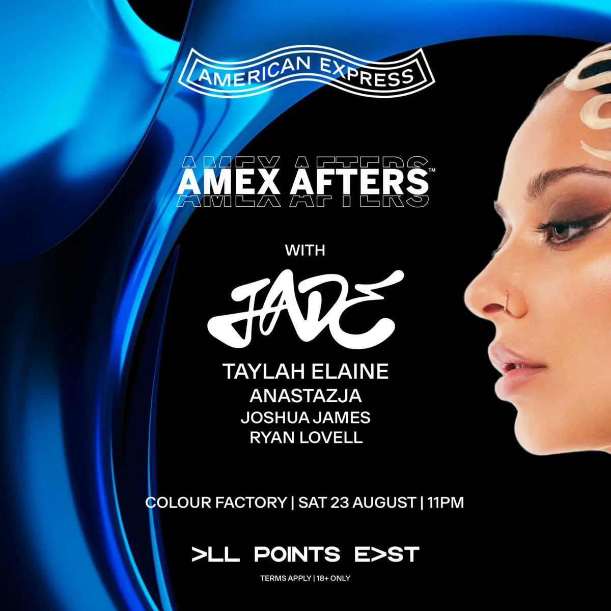 jadethirlwalpl's tweet image. JADE będzie gwiazdą oficjalnego afterparty festiwalu All Points East – &quot;Amex Afters&quot;, które odbędzie się 23 sierpnia w Colour Factory w Londynie.