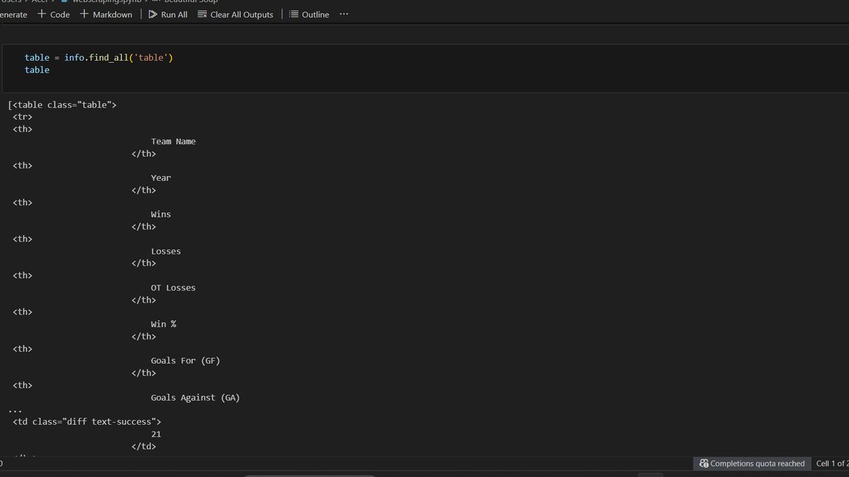 SamikshyaRB's tweet image. Day106 #111DaysOfLearninfForChange Today i revised web scraping. Scrapied structured data from HTML tables using BeautifulSoup.@CodeforChange2 #Day106LearningForChange #CodeForChange