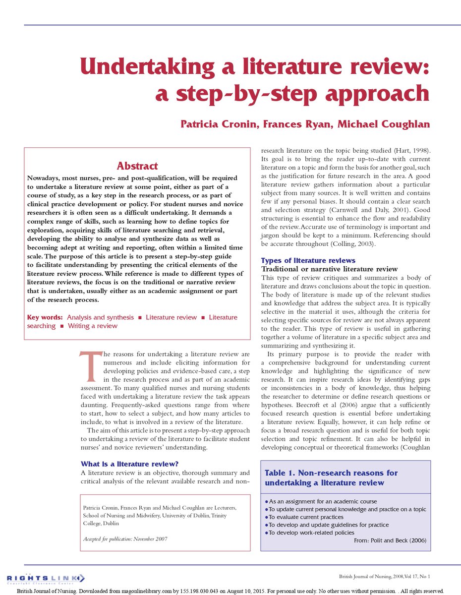 Undertaking a Literature Review: a Step-by-Step Approach