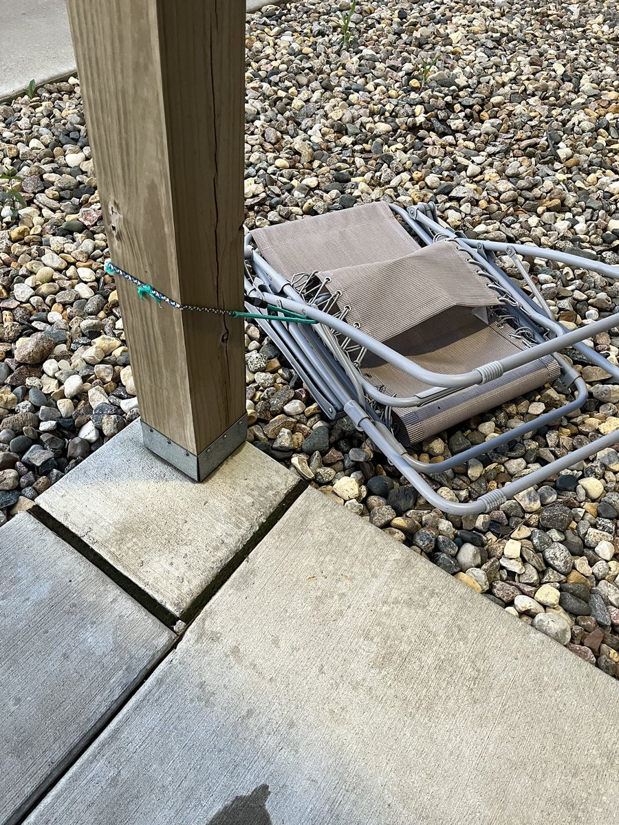The bungee cords took some stress last night during our storm.