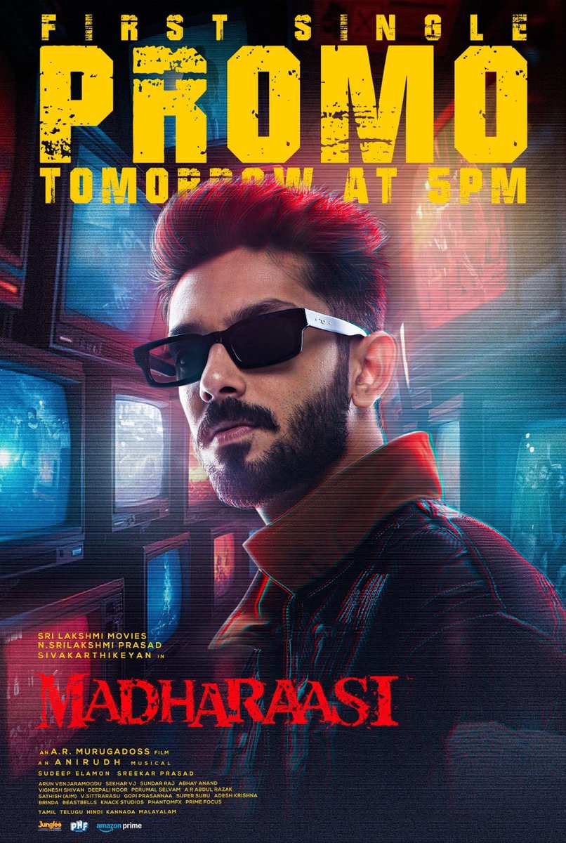 rameshlaus's tweet image. Get ready to turn the volume up! 🔥

#Madharaasi first single promo drops tomorrow evening 💥

Music by @anirudhofficial – banger alert 🥁

@SriLakshmiMovie @Siva_Kartikeyan @ARMurugadoss @VidyutJammwal