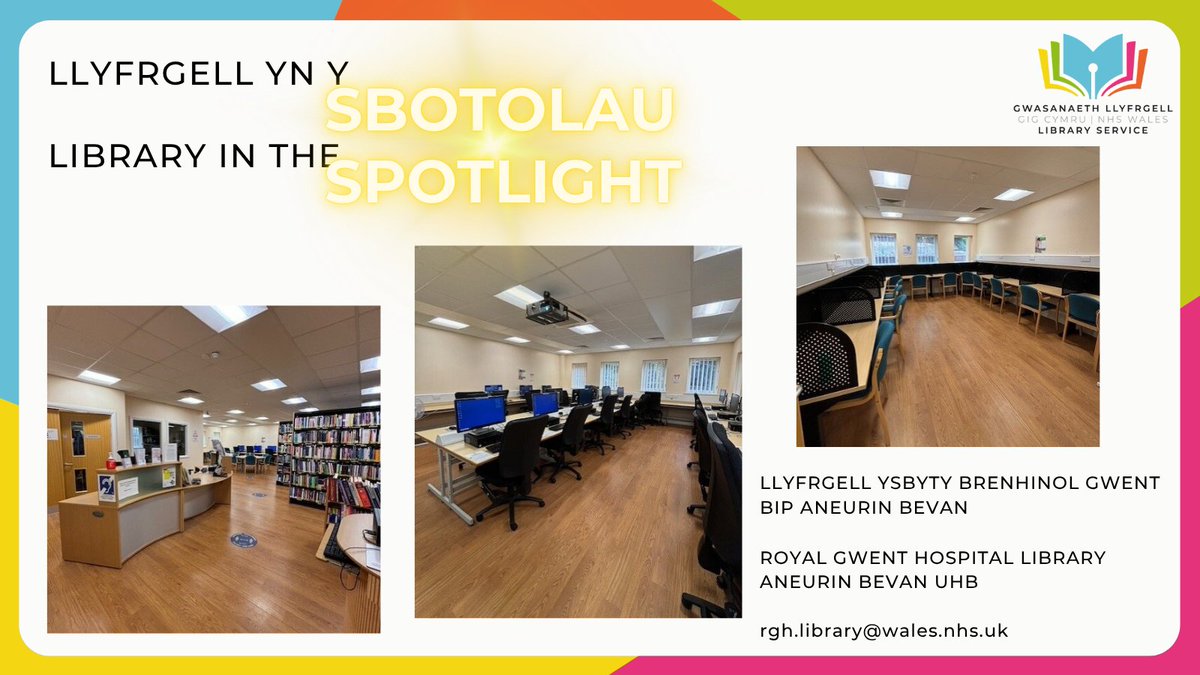 NHS Wales Library Service (NHSWLS) ππ (@welshhealthlib) on Twitter photo Ein llyfrgell yn y sbotolau'r wythnos hon yw...
Our Library in the Spotlight this week is...
Llyfrgell Ysbyty Brenhinol Gwent, BIPAB
Royal Gwent Hospital Library, ABUHB
Dewch o hyd i ragor o wybodaeth yma:
Find more information here:
nhswls.org/royalgwent
<a href="/ABUHBlibraries/">ABUHB Libraries</a> Ein llyfrgell yn y sbotolau'r wythnos hon yw...
Our Library in the Spotlight this week is...
Llyfrgell Ysbyty Brenhinol Gwent, BIPAB
Royal Gwent Hospital Library, ABUHB
Dewch o hyd i ragor o wybodaeth yma:
Find more information here:
nhswls.org/royalgwent
<a href="/ABUHBlibraries/">ABUHB Libraries</a>