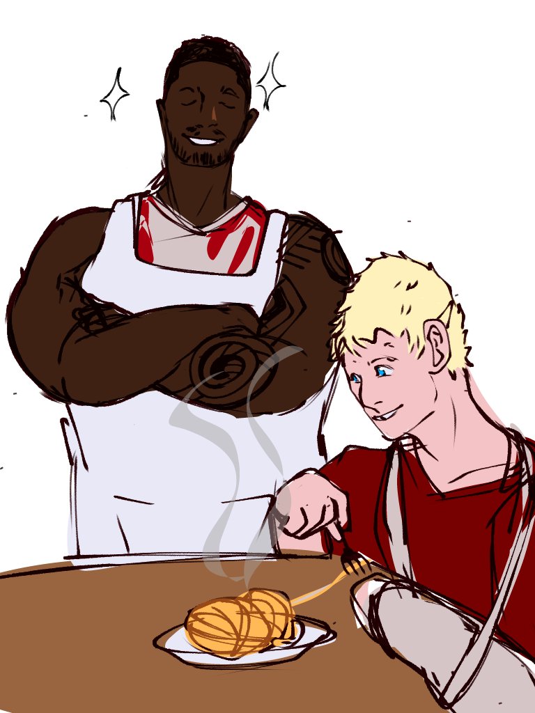 O_Jubb's tweet image. Dia 6- Comida/Musica 
Breno adora cozinhar e Jorel adora comer a comida do Breno 😋
#Bejoweek #Bejo #OShippMacabro