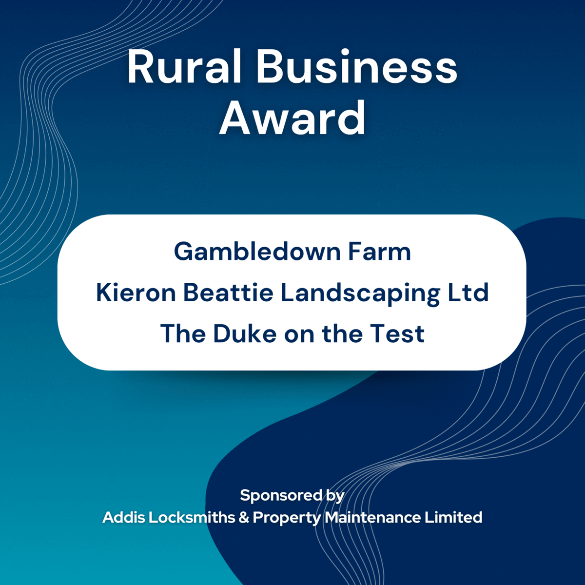 🎉 Rural Business Award Finalists Revealed!

Sponsored by Addis Locksmiths &amp; Property Maintenance

👏 Congratulations to:
🔹 Gambledown Farm
🔹 Kieron Beattie Landscaping Ltd
🔹 The Duke on the Test

👉 See all the finalists here: tvbawards.org.uk
#TestValleyBusinessAwards