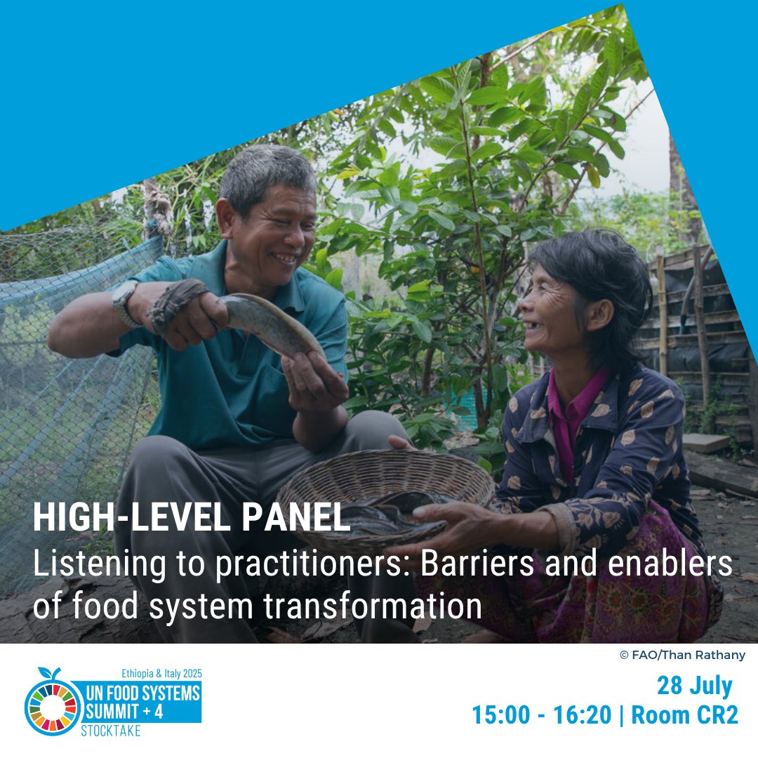 UNDPplanet's tweet photo. Starting now 🌍

Join @UNDP and @FAO at #UNFSS2025 for a high-level panel amplifying the voices of food system practitioners.

What we eat, how we grow it, and who decides will shape our planet.

⏰ 08:00 – 09:15 ET 
📍 Live stream: https://t.co/oIE3nMK5LN https://t.co/uzWbFIVAd6
