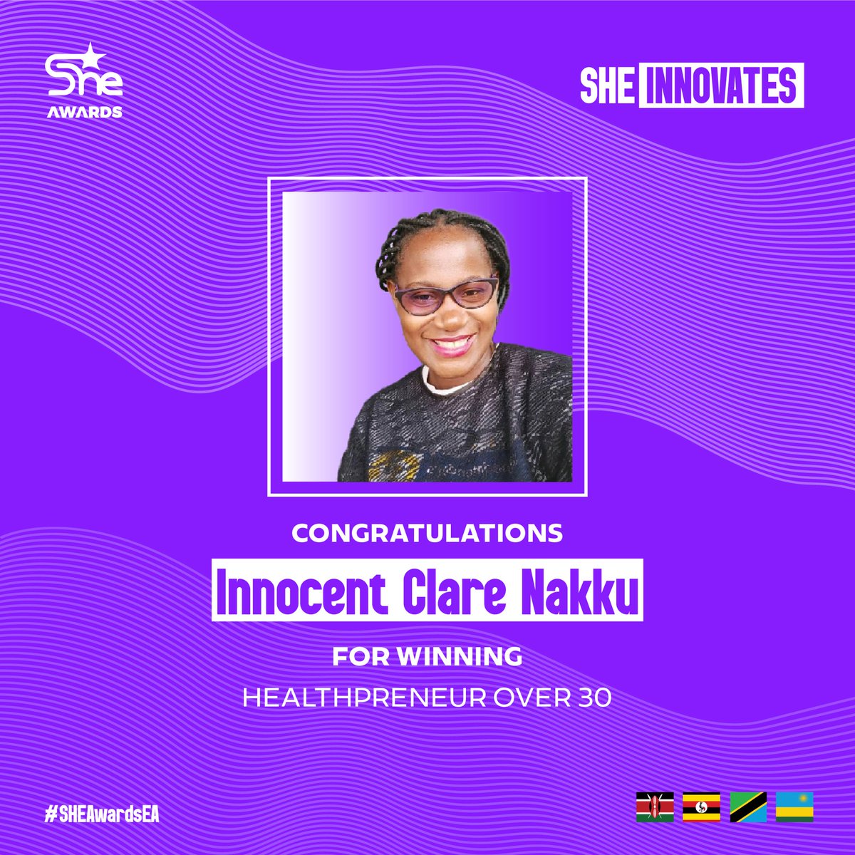🏆 Healthpreneur of the Year – Over 30
 Innocent Clare Nakku – Uganda
 Health meets heart! Innocent Clare Nakku’s leadership is saving lives and shaping healthier futures across East Africa.
 #SHEAwards2025 #SheInnovates #WomenInHealth #Uganda 🇺🇬 #HealthcareHeroes