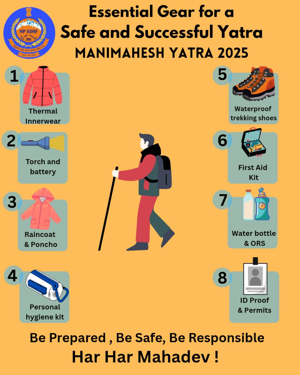 HP-SDRF (@hp_sdrf) on Twitter photo 🛡️ Himachal Pradesh SDRF’s Safety Appeal to Pilgrims
SDRF urges all pilgrims to: 🎒 Carry essential gear and warm clothing and
📢 Follow official instructions and advisories
Let your yatra be spiritual and safe.
Along with devotion, stay alert.
🙏 Har Har Mahadev <a href="/arjit_sen/">Arjit Sen Thakur</a> 🛡️ Himachal Pradesh SDRF’s Safety Appeal to Pilgrims
SDRF urges all pilgrims to: 🎒 Carry essential gear and warm clothing and
📢 Follow official instructions and advisories
Let your yatra be spiritual and safe.
Along with devotion, stay alert.
🙏 Har Har Mahadev <a href="/arjit_sen/">Arjit Sen Thakur</a>