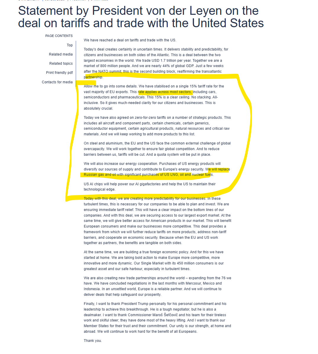 Energy_Tidbits's tweet image. EC statement on the US/EU deal.

One direct energy item &quot;we will replace Russian gas and oil with significant purchases of US LNG, oil and nuclear fuels&quot;.

Suspect it&apos;s careful drafting on we will replace and doesn&apos;t say we will stop or eliminate Russian imports ie. they will…