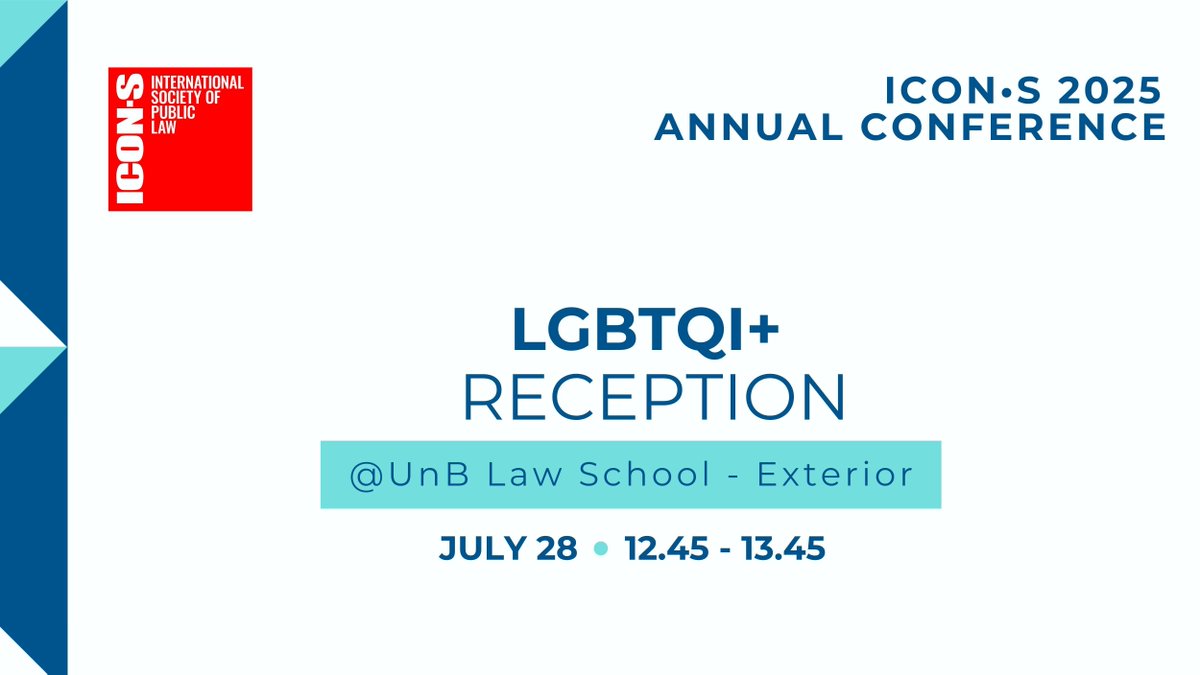 ICON__S's tweet image. 📌⭕️🌈 The 2025 ICON•S LGBTQI+ Reception takes place TODAY!
🗓️ 28 July | 🕐 12:45 PM
📍 UnB Law School – Exterior
We’re proud to host this gathering for the 5th consecutive year — a wonderful opportunity to bring together LGBTQI+ scholars and allies!