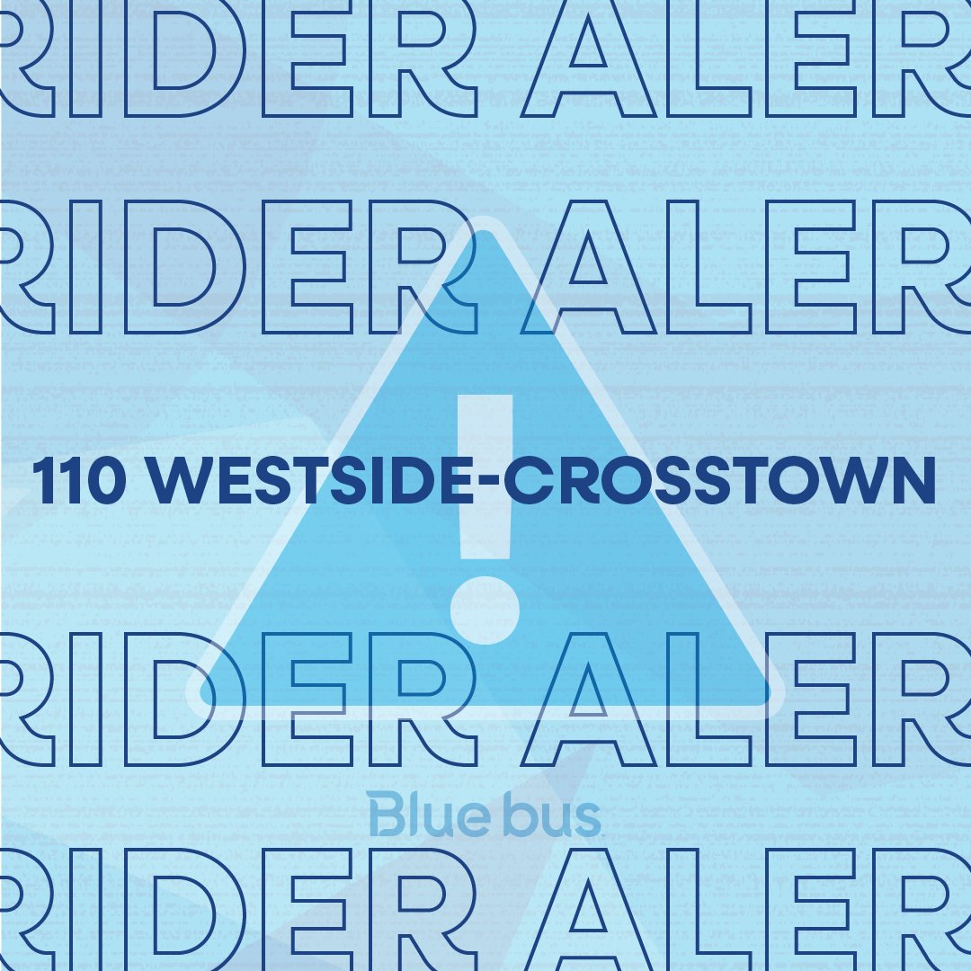 Ride_TheBlueBus's tweet image. Effective August 4, Blue Bus service along the 110 Westside/Crosstown route is temporarily suspended due to staff shortages. We apologize for the inconvenience this may cause. 
Passengers may use the MyBlue™ Española service in the meantime.