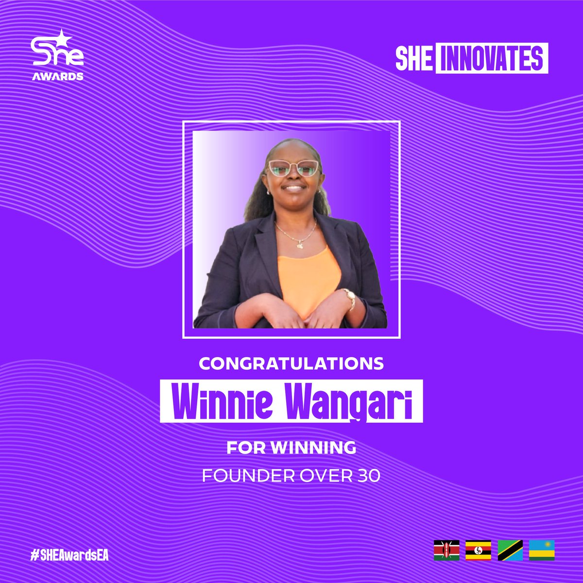 🏆 Founder of the Year – Under 30
 Winnie Wangari – Kenya
 A powerhouse of purpose and innovation! Winnie Wangari is redefining leadership for a new generation of founders in Kenya and beyond.
 #SHEAwards2025 #SheInnovates #WomenInBusiness #Kenya 🇰🇪 #EastAfricaEmpowered