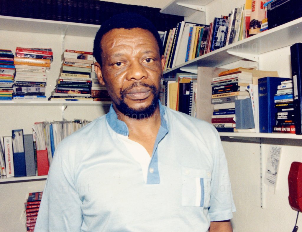 HistorySAZAR's tweet image. Poet and writer Mongane Wally Serote, c 1989.
