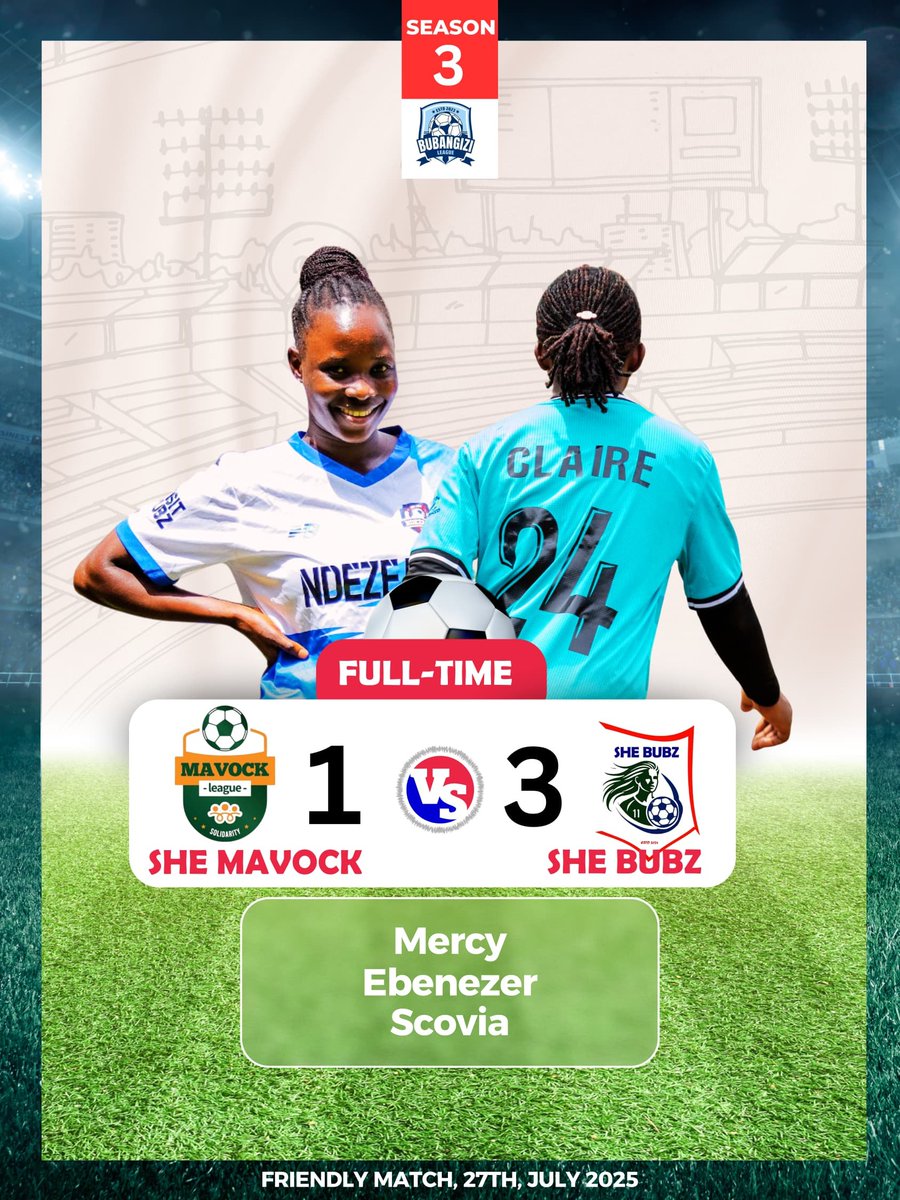 SheBubzFC's tweet image. What a game! πβ½ Yesterday ,We managed to win She MAVOCK by 3:1 goals .
Player Of The Match "MERCY"
Thank you @MavockLeague for hosting us
#Nitubamarira π₯