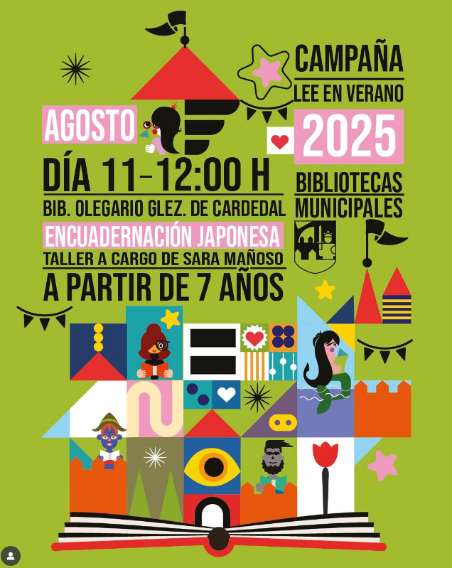 Abiertas las inscripciones al taller de Encuadernación japonesa. A partir de 7 años.
11 de agosto a las 12:00 horas, en la Biblioteca Olegario G. de Cardedal
Inscripción de manera presencial en la biblioteca o llamando al 920350000 ext. 808
¡Plazas limitadas!
