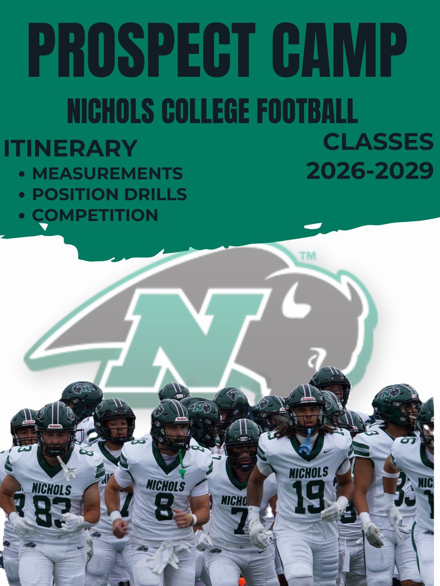 SIGN UP!!

July 31st is approaching‼️

Join us on The HILL using the link below ⬇️
nicholsfootball.totalcamps.com/shop/EVENT

2026 participate in the tour to earn a $3K visitation grant💰

#FULLTHROTTLE🏈🦬
#BRICKBYBRICK  🧱