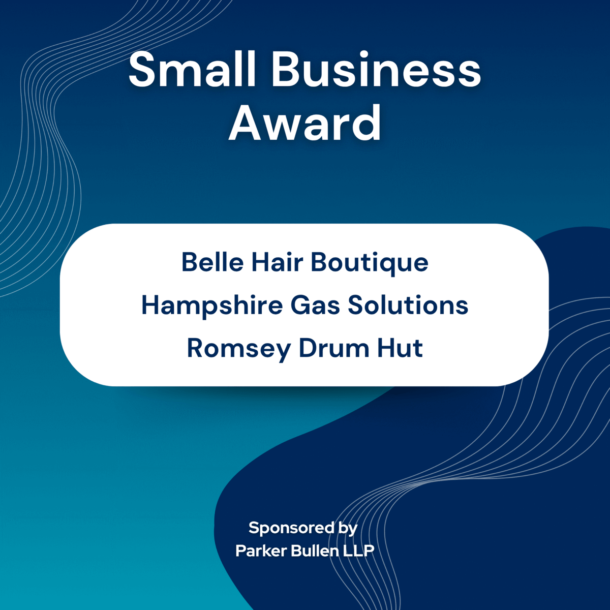 🎉 Small Business Award Finalists Revealed!

Sponsored by Parker Bullen LLP.

👏 Congratulations to:
🔹 Belle Hair Boutique
🔹 Hampshire Gas Solutions
🔹 Romsey Drum Hut

👉 See all the finalists here: tvbawards.org.uk
#TVBA2025 #TestValleyBusinessAwards