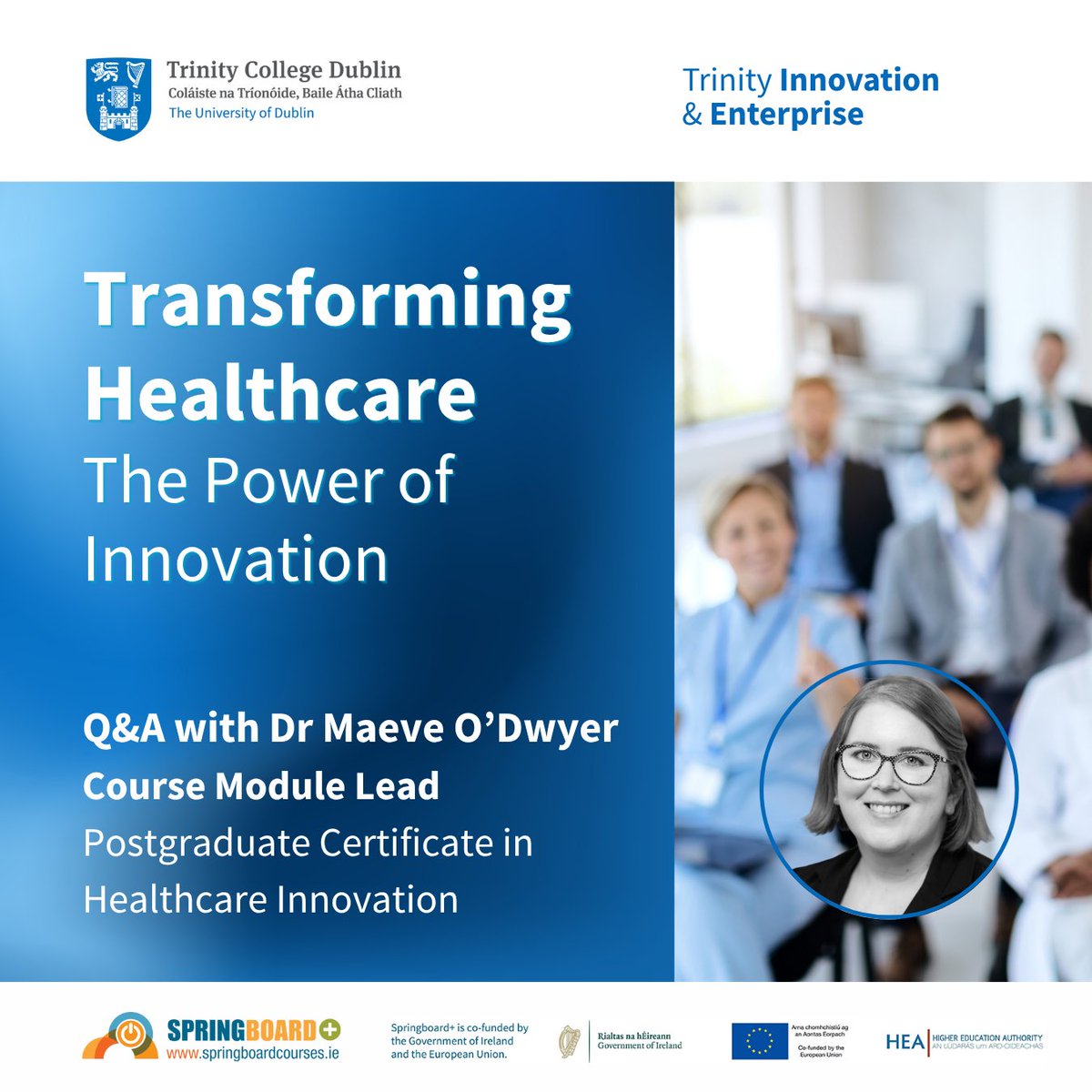 TCDPortal's tweet image. What truly drives innovation in healthcare and how can you be a part of it?
Take an inside look at the PG Cert in Healthcare Innovation with Dr Maeve ODwyer:
hubs.la/Q03yJyXY0
#healthcareinnovation #futureskills #TrinityCollegeDublin @eurireland @HEA_Skills