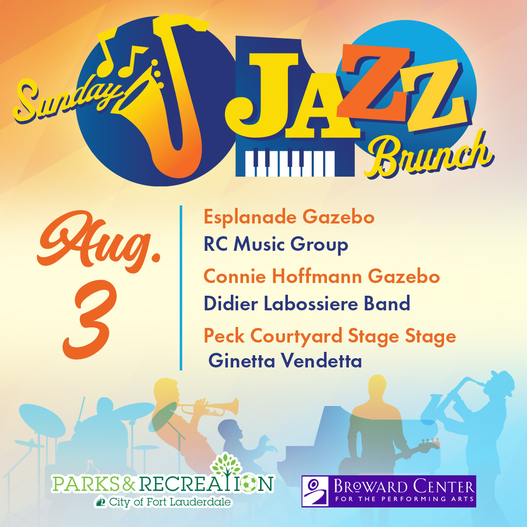 Join us this weekend for our Sunday Jazz Brunch!🎷 Enjoy live jazz, delicious brunch favorites, and the perfect weekend vibe. For more information, please visit parks.fortlauderdale.gov/jazzbrunch.

#WeAreFTL @ftlcitynews