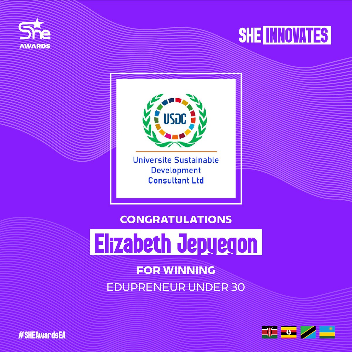 🏆 Edupreneur of the Year – Under 30
 Elizabeth Jepyegon Kandie – Kenya
 Changing the world one classroom at a time! Elizabeth Jepyegon Kandie is championing accessible, quality education for all.
 #SHEAwards2025 #SheInnovates #Edupreneur #Kenya 🇰🇪 #FutureOfLearning