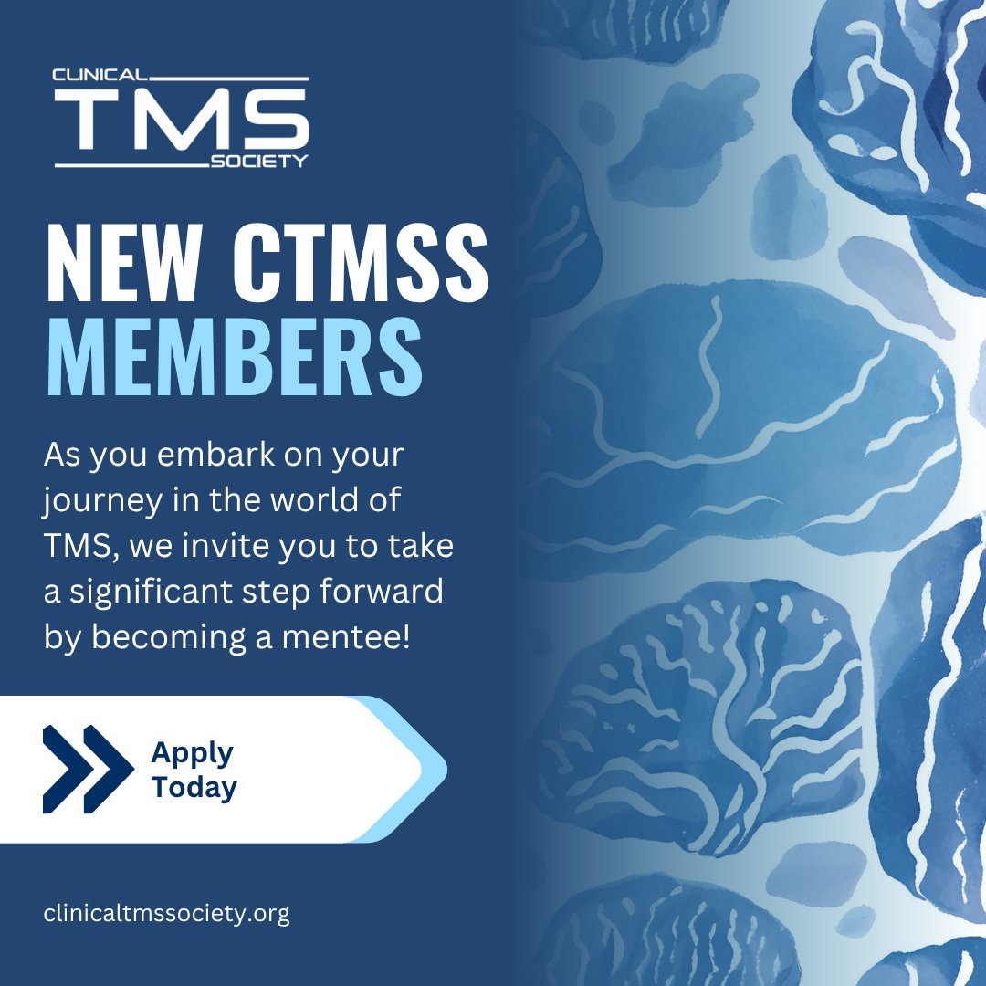 Our Mentorship Program is a free benefit for CTMSS members! Why become a CTMSS Mentee?
-Personalized Guidance
-Accelerate Your Growth
-Expand Your Network
-Gain Confidence

Ready to apply?
🔗 Apply Here: bit.ly/3G6KLUc 
#ClinicalTMSSociety