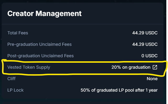 100MBTC's tweet image. Before blind aping JUP coins on news tweets please check "vested token supply at graduation" on JUP token page
hope @AxiomExchange & @PadreApp shows this on their UI soon
unlike pump / bonk, on jup custom contracts dev can airdrop themselves preset amount of tokens post…