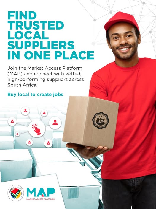GCIS Gauteng Prov Office (@gcisgauteng) on Twitter photo Looking for reliable local suppliers?
Find them all in one place with our Market Access Platform (MAP)!
Click here: zurl.co/C0U4D
#BuyLocalToCreateJobs <a href="/GovernmentZA/">South African Government</a> <a href="/GautengProvince/">Gauteng Provincial Gov</a> <a href="/CityofJoburgZA/">City of Joburg</a> <a href="/ProudlySA/">Proudly South African</a> Looking for reliable local suppliers?
Find them all in one place with our Market Access Platform (MAP)!
Click here: zurl.co/C0U4D
#BuyLocalToCreateJobs <a href="/GovernmentZA/">South African Government</a> <a href="/GautengProvince/">Gauteng Provincial Gov</a> <a href="/CityofJoburgZA/">City of Joburg</a> <a href="/ProudlySA/">Proudly South African</a>