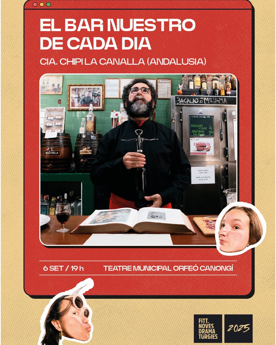 El Bar nuestro de cada dia - <a href="/LaCanallaChipi/">Chipi La Canalla</a> 
Més info a -  fitt.cat/ca/espectacle/…

Col.laboració del Teatre Municipal Orfeó Canongí @octm_lacanonja i de l’Ajuntament de La Canonja <a href="/laCanonja/">Ajuntament de la Canonja</a> 

🩷 Fes Crush al #FITT25
<a href="/agendatgn/">Agenda Cultural Tarragona 🗣️</a>
@tgn_cultura