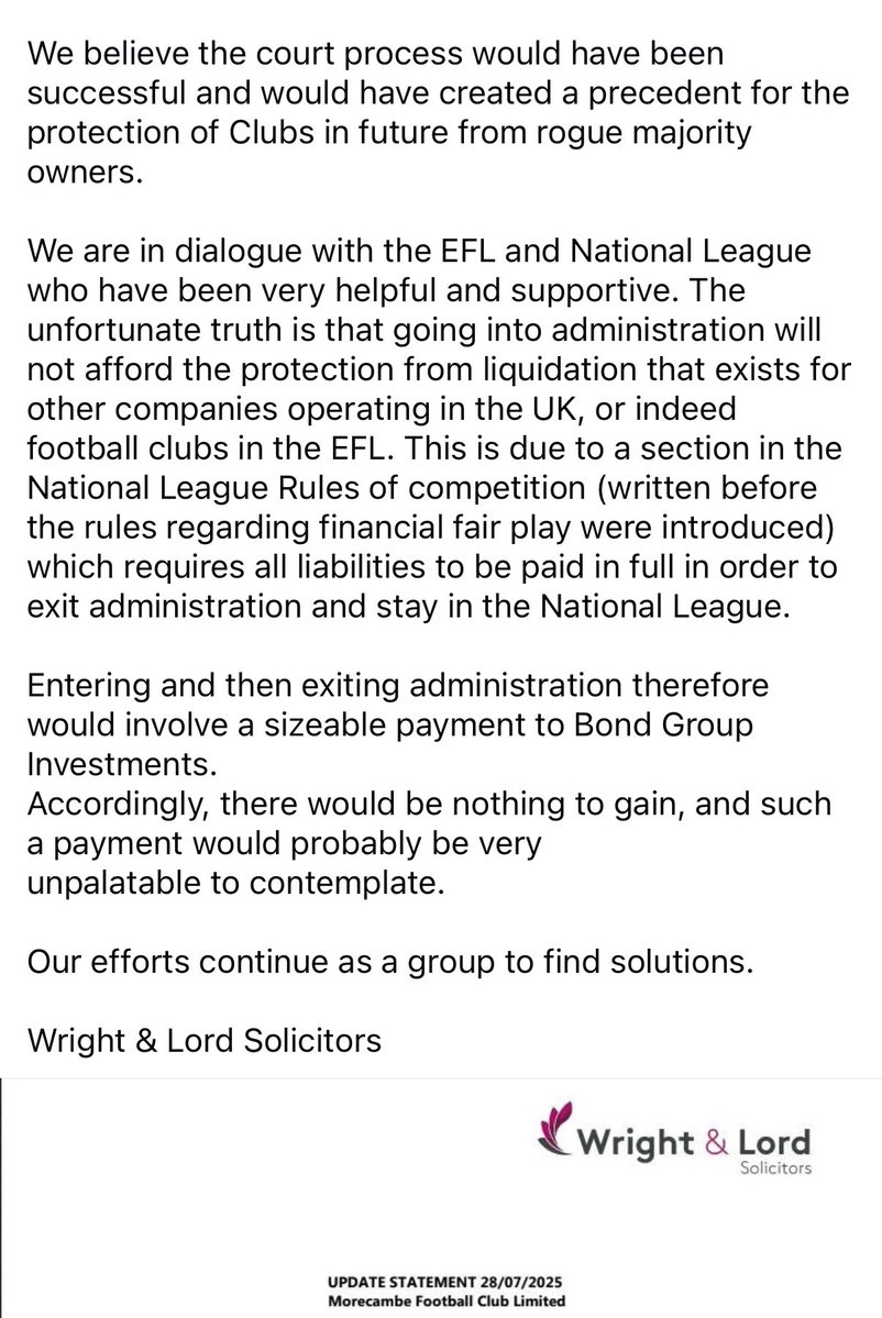BREAKING: 
Wright &amp; Lord Solicitors announce that they haven’t been able to communicate with Panjab Warriors, and as such cannot bring forward any court application.

“We believe the court process would have been successful and would have created a precedent for the protection of