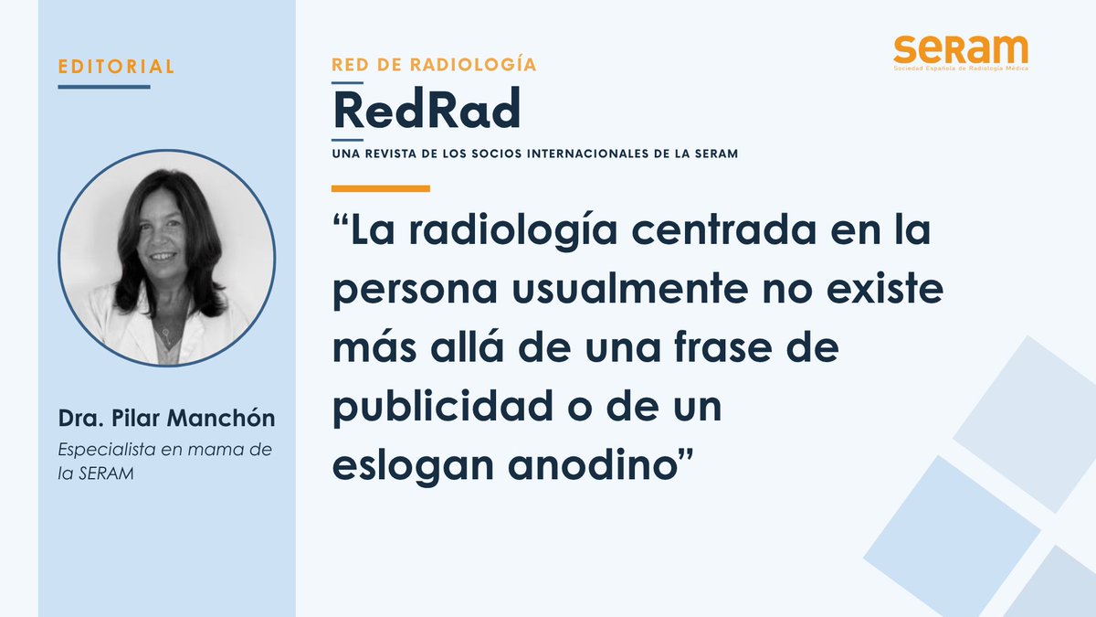 La Dra. Pilar Manchón reflexiona en #RedRad, la revista de los socios internacionales de la SERAM, sobre la necesidad de devolver el valor humanista a nuestra especialidad

👉 Una lectura imprescindible para quienes creen en una radiología con propósito

Puedes acceder aquí 🔗