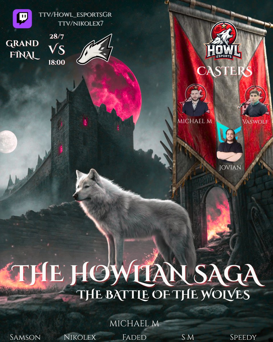 It was scripted. 

A fellow wolf on our final battle for that back 2 back HCC (<a href="/helleniclegends/">Hellenic Legends League</a> ) crown.

Howl is built on top of fire and ash, and tonight alongside our 2 legendary coaches (<a href="/JovianLoL/">Alex Srg</a> &amp; <a href="/M1chael_M_LoL/">M1chael M</a> ) we will prove just that.

Live at twitch.tv/Howl_EsportsGr