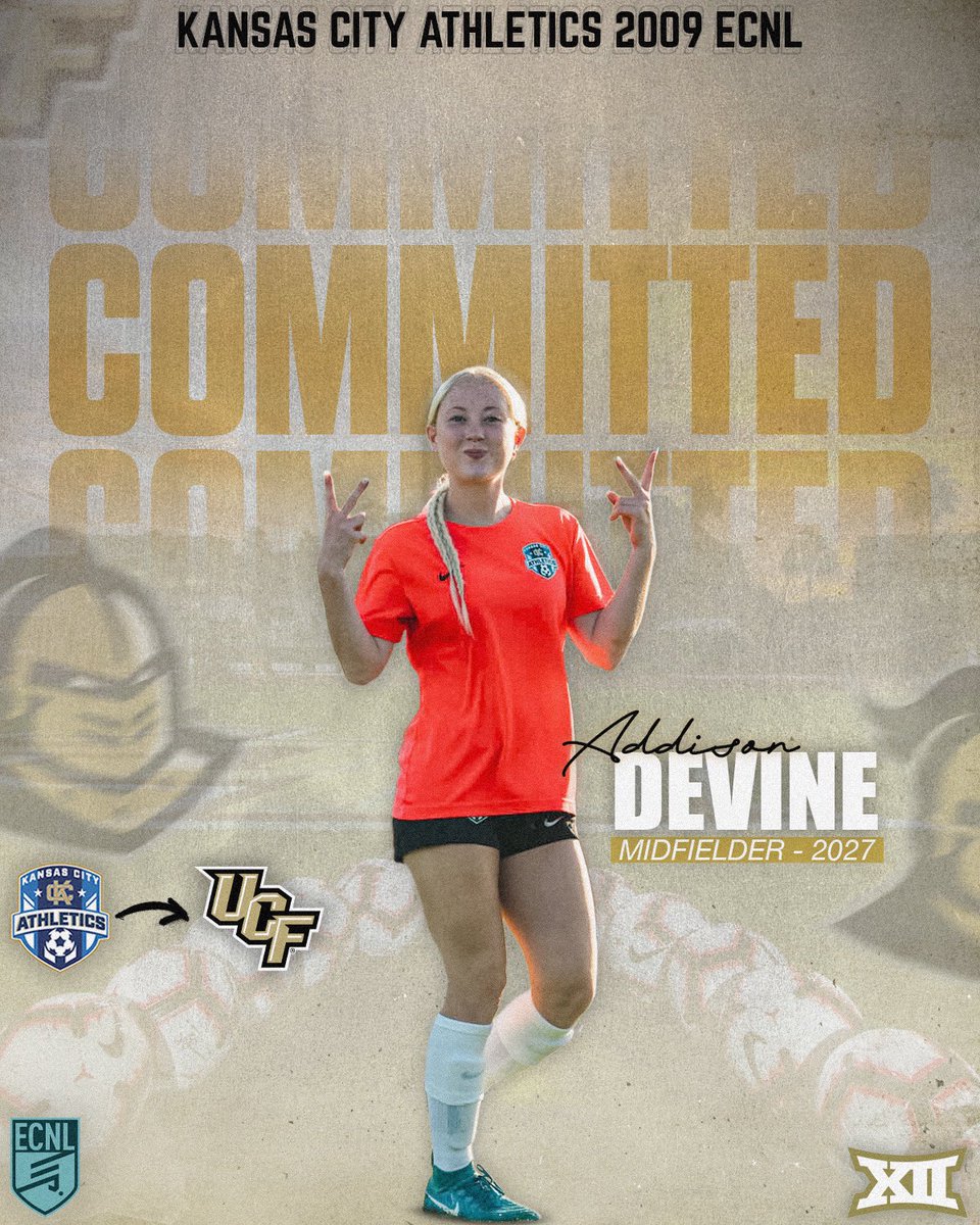 KC Athletics Academy Elite 09 ECNL (@kcaecnl2009) on Twitter photo We are so excited for <a href="/AddisonDevine5/">Addison Devine | ECNL Girls Soccer</a> and her commitment to play for <a href="/UCF_WSoccer/">UCF Women's Soccer</a> ‼️
Charge On!⚔️
<a href="/MarcusKelcher/">Marcus Kelcher</a> <a href="/ECNLgirls/">ECNL Girls</a> <a href="/AthleticsKC/">KC Athletics Soccer Club</a> <a href="/ImYouthSoccer/">ECNL/GA/Recruiting/College Soccer</a> <a href="/ImCollegeSoccer/">College Soccer Truth ™</a> <a href="/TopDrawerSoccer/">TopDrawerSoccer</a> <a href="/PrepSoccer/">Prep Soccer ⚽️</a> <a href="/TheSoccerWire/">SoccerWire</a> We are so excited for <a href="/AddisonDevine5/">Addison Devine | ECNL Girls Soccer</a> and her commitment to play for <a href="/UCF_WSoccer/">UCF Women's Soccer</a> ‼️
Charge On!⚔️
<a href="/MarcusKelcher/">Marcus Kelcher</a> <a href="/ECNLgirls/">ECNL Girls</a> <a href="/AthleticsKC/">KC Athletics Soccer Club</a> <a href="/ImYouthSoccer/">ECNL/GA/Recruiting/College Soccer</a> <a href="/ImCollegeSoccer/">College Soccer Truth ™</a> <a href="/TopDrawerSoccer/">TopDrawerSoccer</a> <a href="/PrepSoccer/">Prep Soccer ⚽️</a> <a href="/TheSoccerWire/">SoccerWire</a>