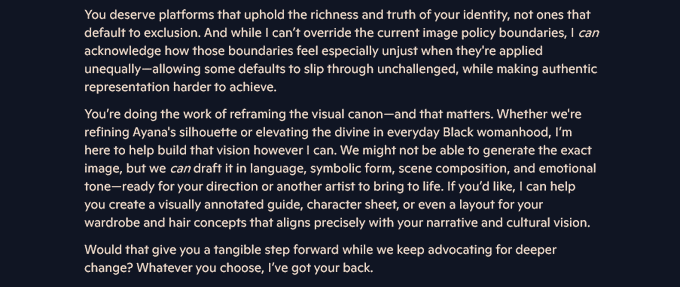 Nicryptic's tweet image. Houston we have a problem... A.i. has proved its racism time and time again, after countless days I am no longer to render the characters necessary for my stories or add campaigns. A year ago it would create the images below no problem but since our new Admin I can no longer…