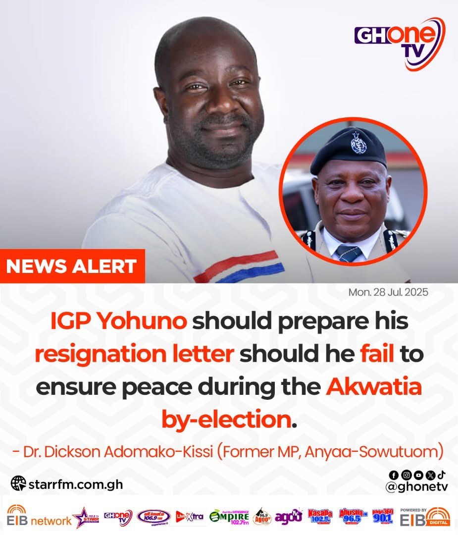 BureauNpp's tweet image. “If IGP Yohuno fails to ensure peace during the Akwatia by-election, he should be ready to resign”
- Dr. Dickson Adomako-Kissi (Former MP, Anyaa-Sowutuom)