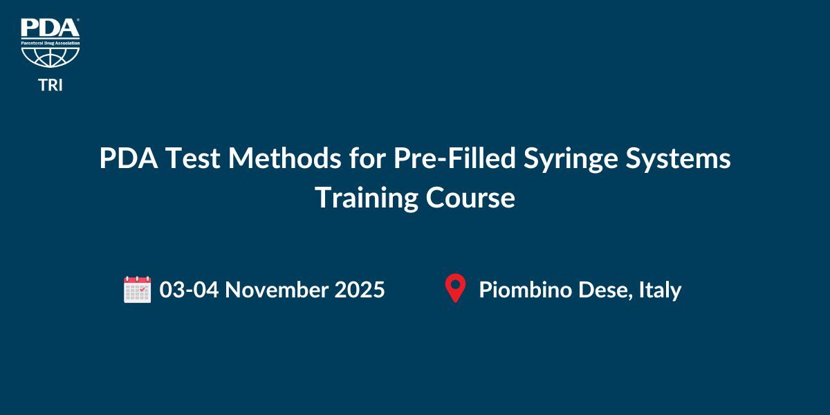 PDA (@pdaonline) on Twitter photo Working with Pre-Filled Syringes? Join PDA in Italy, 3–4 November 2025, for hands-on training on PFS testing, ISO compliance, Luer systems & more. Perfect for QA, RA, manufacturing & dev pros.
Learn. Apply. Elevate. Register Now: 
hubs.ly/Q03yTyLp0
#MedTech #PFS Working with Pre-Filled Syringes? Join PDA in Italy, 3–4 November 2025, for hands-on training on PFS testing, ISO compliance, Luer systems & more. Perfect for QA, RA, manufacturing & dev pros.
Learn. Apply. Elevate. Register Now: 
hubs.ly/Q03yTyLp0
#MedTech #PFS