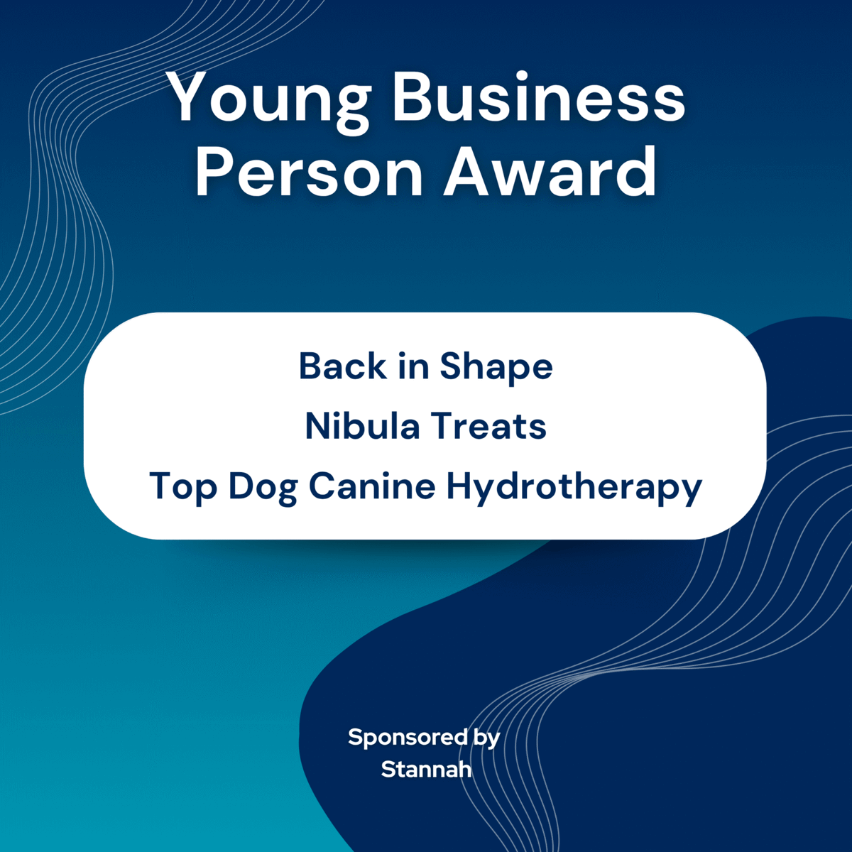 🎉 Young Business Person Award Finalists Revealed!

Sponsored by Stannah.

👏 Congratulations to:
🔹 Back in Shape
🔹 Nibula Treats
🔹 Top Dog Canine Hydrotherapy

👉 See all the finalists here: tvbawards.org.uk
#TVBA2025 #TestValleyBusinessAwards