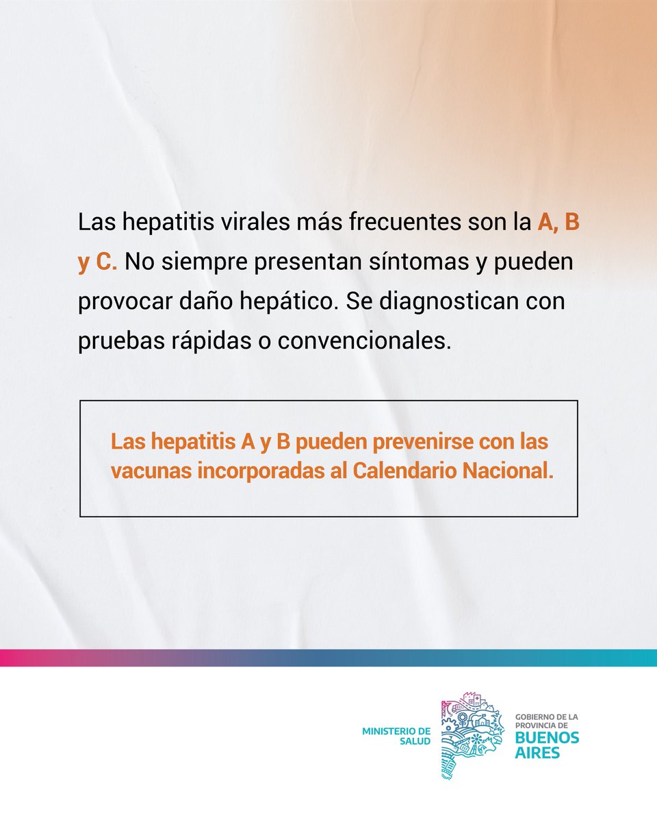 Las hepatitis virales son infecciones producidas por virus que afectan al hígado y pueden generar daños hepáticos a futuro.

💉 Tenemos derecho a acceder de forma gratuita a las vacunas de las Hepatitis A y B y al tratamiento para curar la Hepatitis C: ms.gba.gov.ar/sitios/hiv/