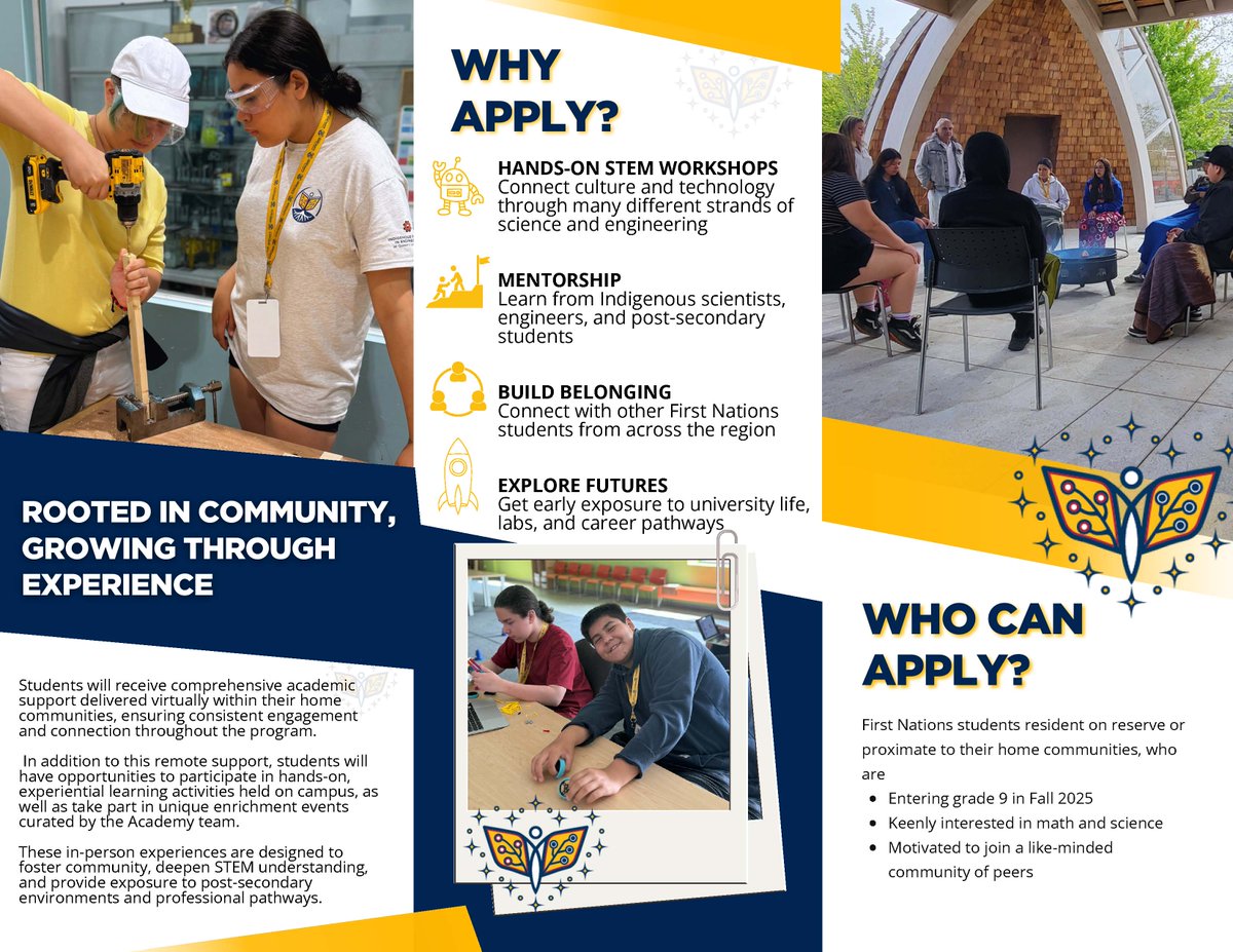 AnishNation's tweet image. The First Nations STEM Futures Academy is a program for students who live in First Nations communities and are entering grade 9 in the fall who also have a passion for STEM.
Good Roots STEM Immersion Week is a week on campus for grade 8 students living in First Nations…