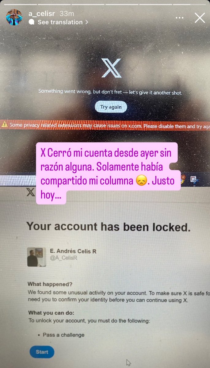 LaurAlsur's tweet photo. Esta red social cerró la cuenta de mi amigo @A_CelisR quién había compartido una columna tremenda sobre lo que se viene el día de hoy en Colombia.  Vayan a las otras redes a ver su trabajo! Muy pertinente y apropiado en medio del que puede ser un día histórico. #UribeALaCarcel https://t.co/MpFa43j3e7